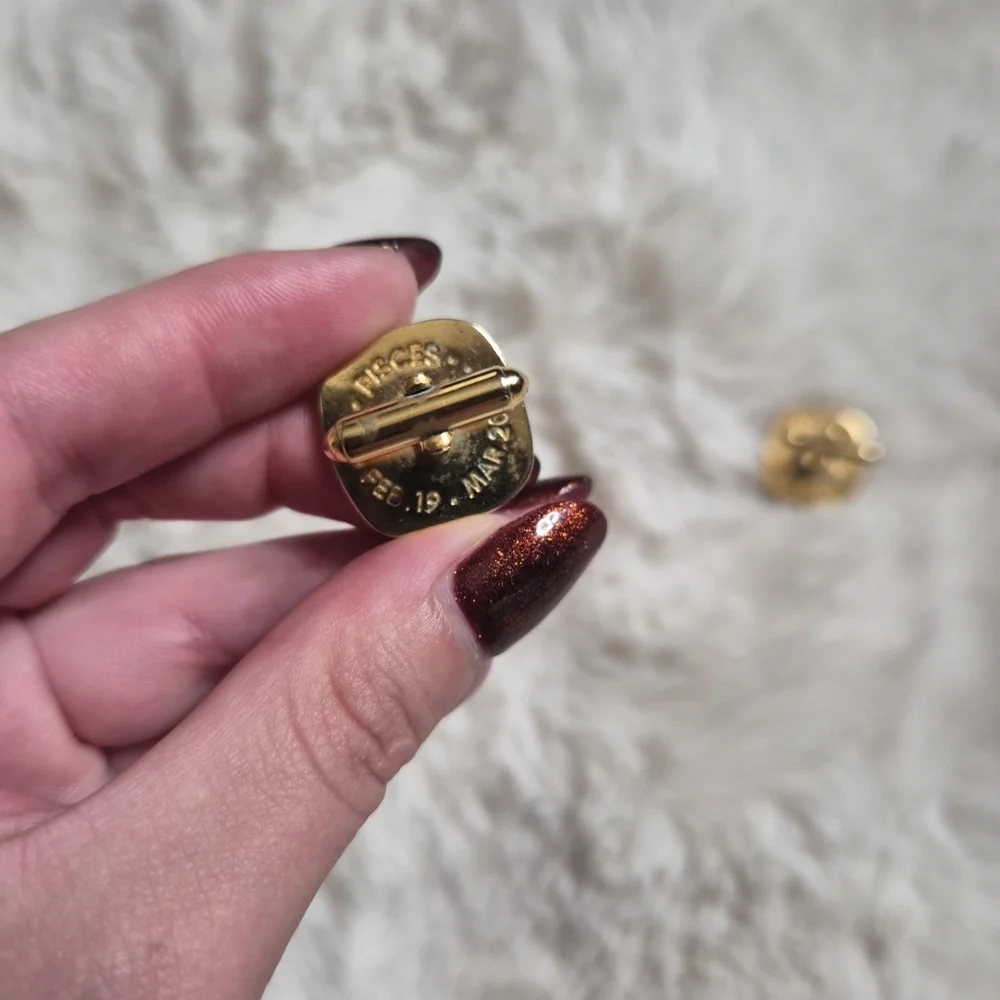 Vintage Swank Pisces Cufflinks Gold Tone Astrology Swanky Cool Dress Formal ✨️💫